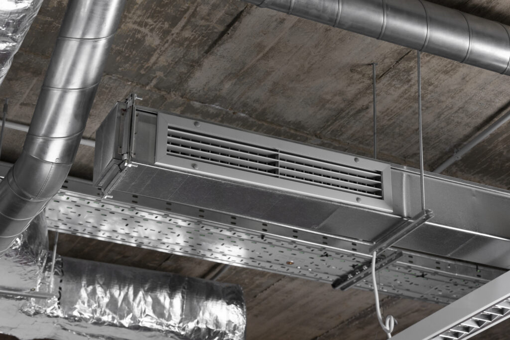 Close-up of commercial ventilation system during professional air duct cleaning in Chesterfield MO
